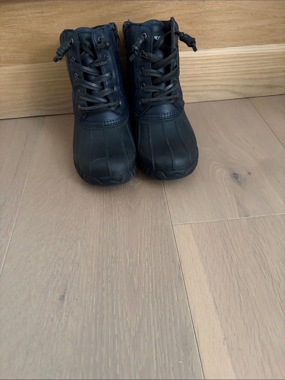 Kids Waterproof Black Lace-Up Rain & Snow Boots